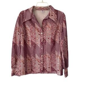 Miss Mickey Vintage Sportswear 60s 70s Butterfly Collar Dust Mauve Pink Shirt